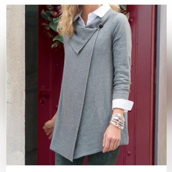 Soft Surroundings Miranda Wool Blend Wrap Cardigan Sweater Size Medium - Picture 1 of 11